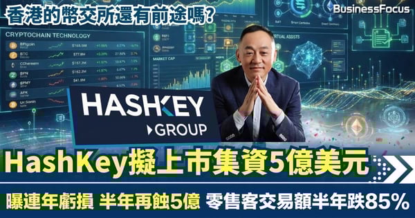 HashKey擬上市集資5億美元  曝連年虧損 零售客交易額半年跌85% 幣交所還有前途嗎?