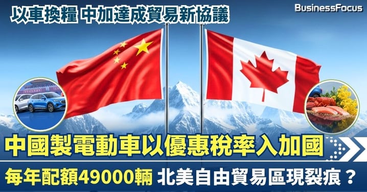 以車換糧 中加達成貿易新協議 中國製電動車以優惠稅率入加國 北美自由貿易區現裂痕？  