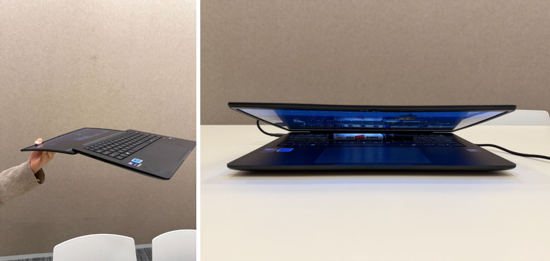 Panel 壓力測試（螢幕角落位置）；Panel 壓力測試（筆放在鍵盤中間後合上螢幕）。