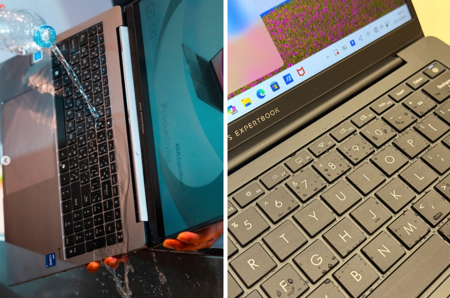 鍵盤防潑水测试。