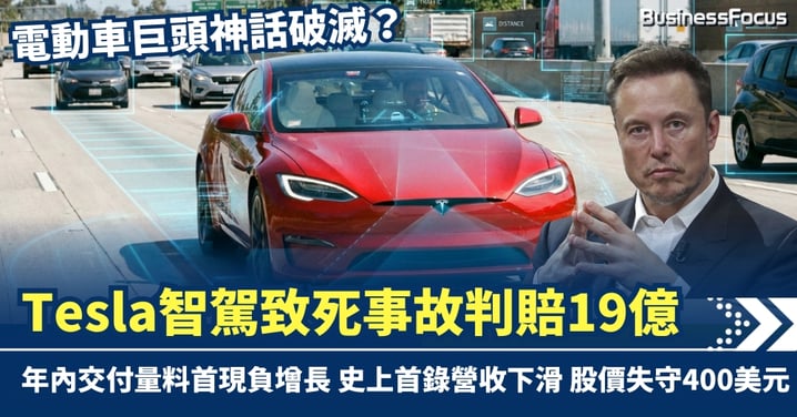 電動車巨頭神話破滅？Tesla智駕致死事故判賠19億 年內交付量料首現負增長