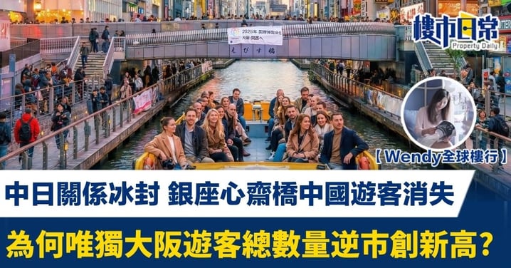 【Wendy全球樓行】中日關係冰封 銀座心齋橋中國遊客消失 為何唯獨大阪遊客數量逆市創新高?