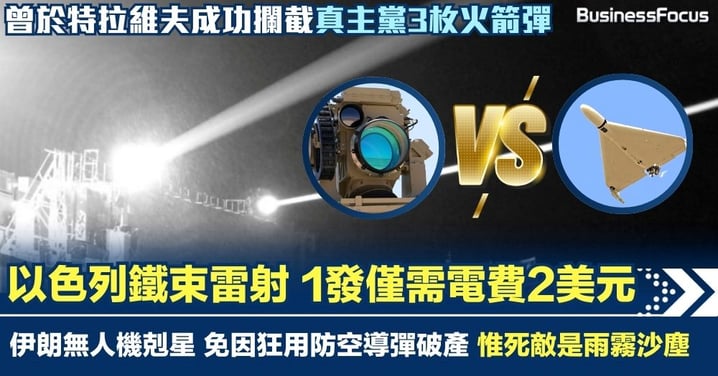 以色列鐵束雷射無限彈藥 1發僅需電費2美元 成伊朗無人機剋星 惟死敵是雨霧及沙塵