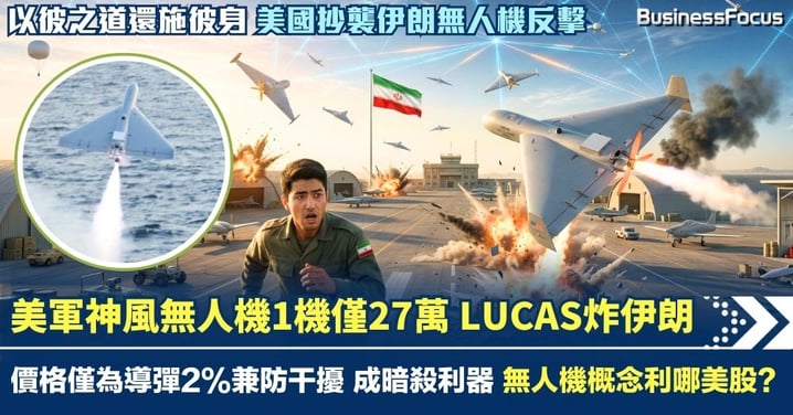 以彼之道還施彼身 美軍神風無人機抄襲伊朗 1機僅27萬 LUCAS奇襲炸伊朗 價格僅為導彈2% 有利哪些美股?