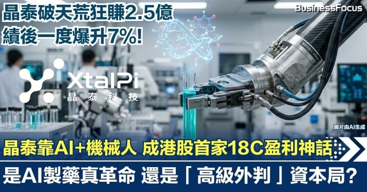 【業績拆局】晶泰破天荒狂賺2.5億 績後一度爆升7%！靠「AI+機械人」成港股首家18C盈利神話  是AI製藥真革命還是「高級外判」資本局？