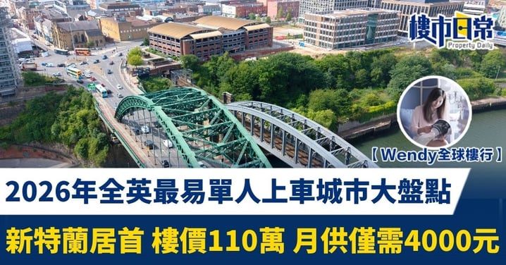 【Wendy全球樓行】2026年全英最易「單人上車」城市大盤點 新特蘭居首 買樓月供僅需4000元