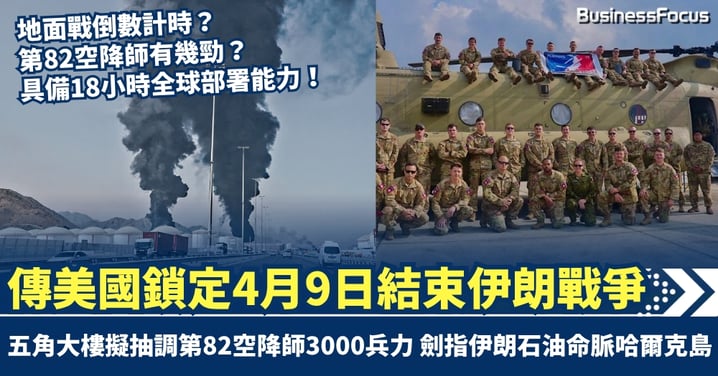 傳美國鎖定4月9日結束伊朗戰爭 五角大樓擬抽調第82空降師3000兵力 劍指伊朗石油命脈哈爾克島