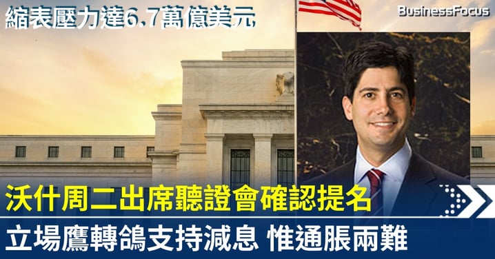 沃什聯儲主席聽證在即 鷹派轉鴿減息 通脹3.3%兩難困局