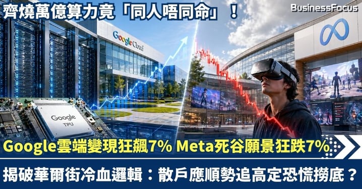 齊燒萬億算力竟「同人唔同命」！Google雲端變現績後狂飆7%，Meta死谷願景遭血洗績後狂跌7%！一文拆解高追與撈底策略
