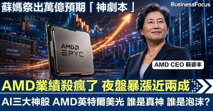 AMD業績殺瘋了夜盤暴漲近兩成！CEO祭出萬億預期「神劇本」 「AI三大神股」AMD英特爾美光誰是真神、誰是泡沫？附上港股半導體 ETF「躺平收割」懶人包