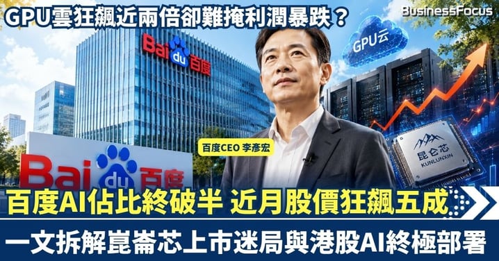 百度AI佔比終破半 近月股價狂飆五成！GPU雲狂飆近兩倍卻難掩利潤暴跌？一文拆解崑崙芯上市迷局與港股AI終極部署！