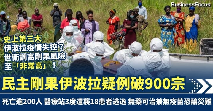 史上第三大伊波拉疫情失控？民主剛果疑例破900宗 死亡逾200人 醫療站3度遭襲18患者逃逸