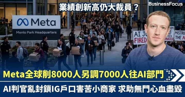 業績創新高仍大裁員？ Meta全球削8000人另調7000人往AI部門 AI判官亂封鎖IG戶口害苦小商家