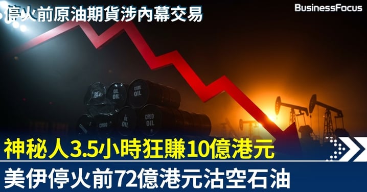 石油期貨再現內幕交易？ 停火諒解備忘錄消息傳出前70分鐘 神秘人沽石油狂賺10億港元