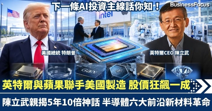 英特爾與蘋果聯手美國製造 股價狂飆一成 陳立武親揭「5年10倍」神話 半導體六大前沿新材料革命 下一條AI投資主線話你知!
