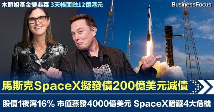 馬斯克SpaceX擬發債200億美元 股價1夜狂跌16% 暗藏4大危機