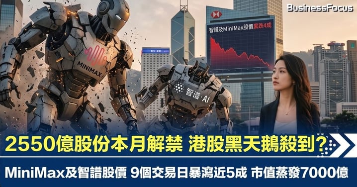 900億股份日內解禁 MiniMax及智譜9個交易日股價暴瀉近5成 市值蒸發7000億
