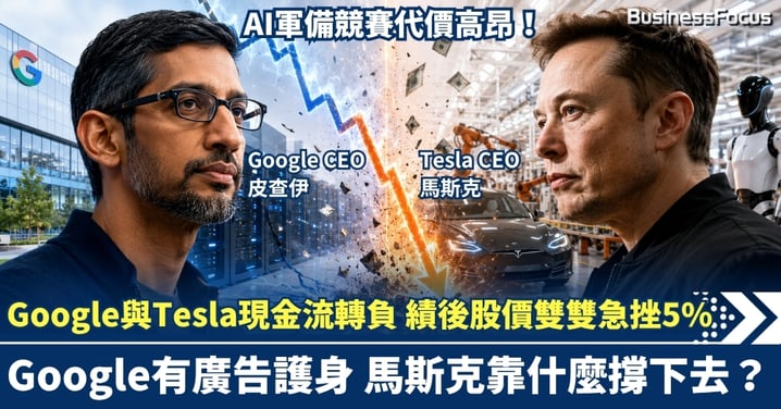 AI軍備競賽代價高昂！Google與Tesla現金流轉負 績後股價雙雙急挫5% Google有廣告護身 馬斯克靠什麼撐下去？
