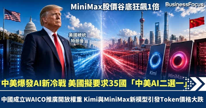 美國擬要求35國「中美AI二選一」！中美爆發AI新冷戰 中國成立WAICO推廣開放權重 Kimi與MiniMax新模型引發Token價格大跌 MiniMax股價谷底狂飆1倍