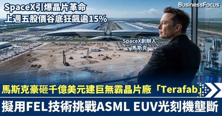 馬斯克豪砸千億美元建巨無霸晶片廠！「Terafab」擬用FEL技術  挑戰ASML EUV光刻機壟斷 SpaceX引爆晶片革命 股價谷底狂飆逾15%