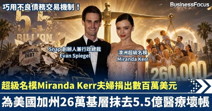 一仙買一蚊債的財務奇蹟：Miranda Kerr夫婦捐出數百萬美元，為美國加州26萬基層抹去5.5億美元醫療壞帳