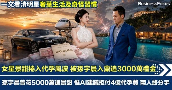 內地女星景甜捲入4億元富豪代孕風波 孫宇晨曾花5000萬追景甜 入稟追討3000萬禮金 孫發文指曾談婚論嫁 惟AI建議拒付4億終分手