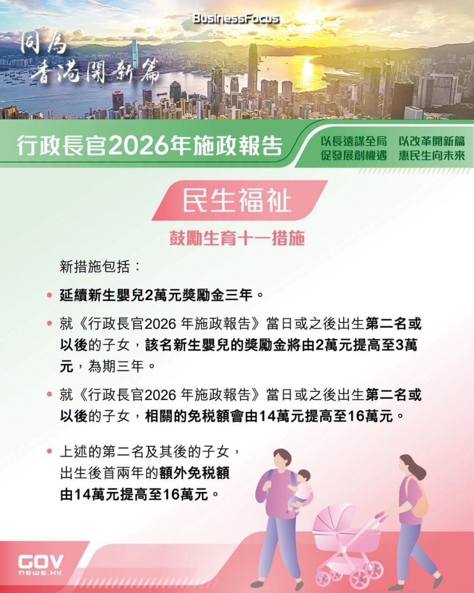 特首施政報告惠民措施懶人包圖輯