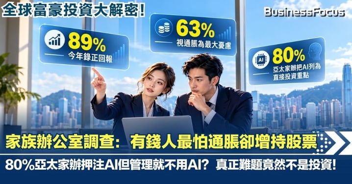 【全球富豪投資大解密！】有錢人最怕通脹卻增持股票　80%亞太家辦押注AI但管理就不用AI？ 真正難題竟然不是投資！