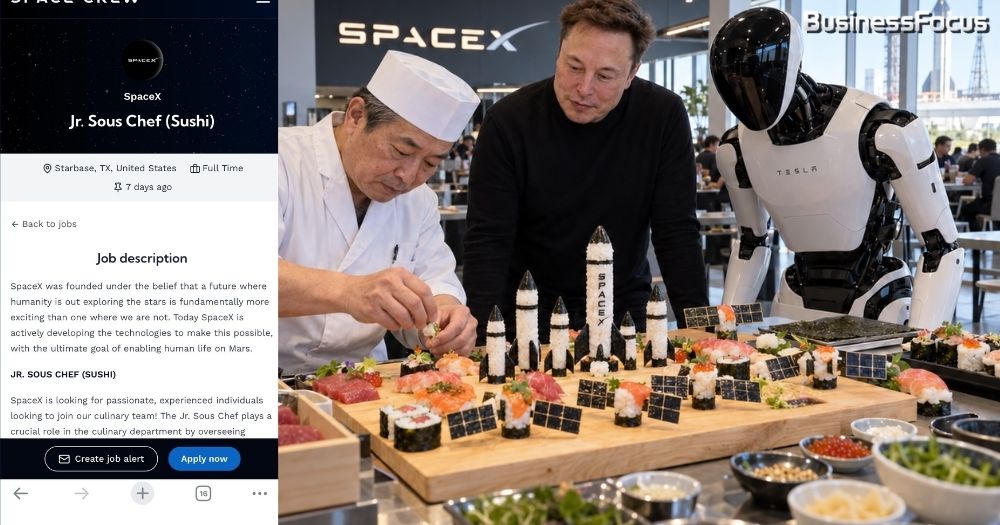 SpaceX以月薪5至6萬港元聘請高級壽司師傅,是筍工還是牛工?